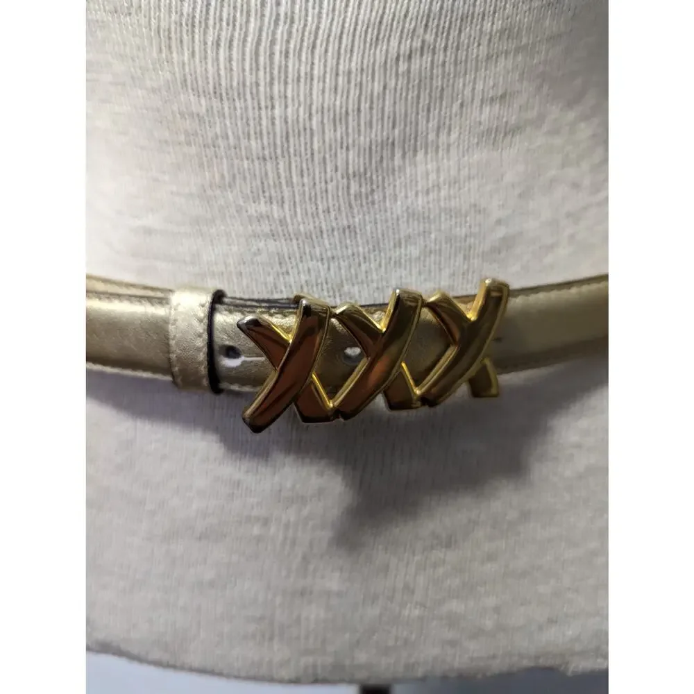 Vintage 80's Paloma Picasso XXX Leather Belt Gold Tone Size Small